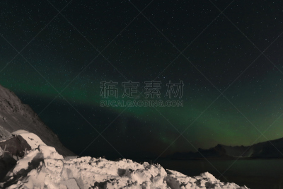 北极光,极光,挪威,岛,罗弗敦,在上面,山,天空,水平画幅,星星