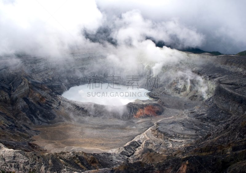 火山,酸,水平画幅,地质学,无人,波阿斯火山,户外,湖,云景