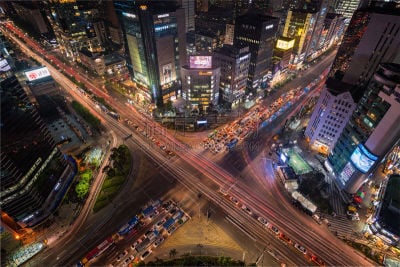 高视角,美,旅游目的地,水平画幅,地形,夜晚,无人,忙碌,交通,建筑外部