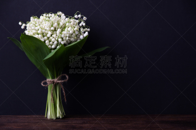 花束,木制,背景,铃兰,美,贺卡,留白,边框,水平画幅,枝繁叶茂