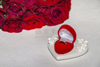 花束,玫瑰,戒指,个人随身用品,新的,水平画幅,银色,情人节,传统,符号