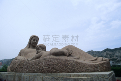 黄河,母亲,雕像,甘肃省,水平画幅,户外,摄影