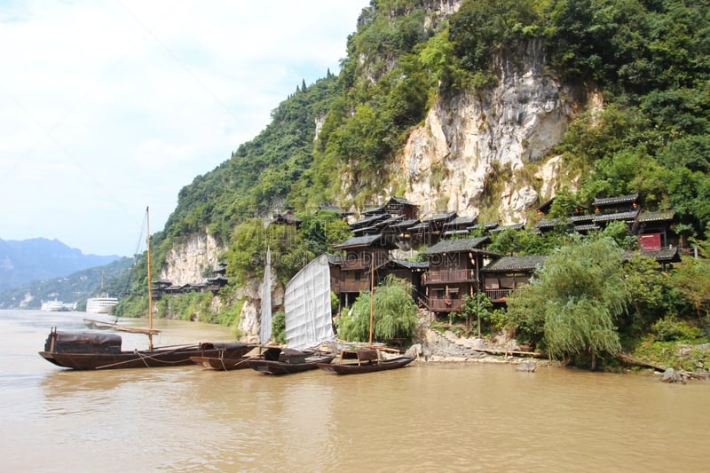 长江,长江三峡,水,天空,水平画幅,山,无人,户外,大门,重庆