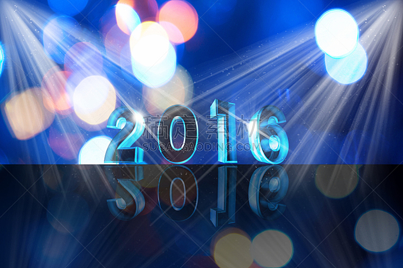 蓝色,冰,新年,数字,水平画幅,欢乐,节日,2015年,闪亮的