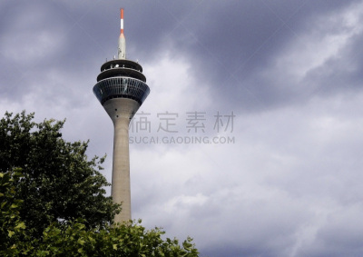 The rheinturm television tower, in the media district Düsseldorf, Germany, on late August 2018.