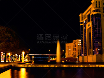 蒙彼利埃,法国,鲁西永,朗格多克-鲁西永,外立面,水平画幅,夜晚,无人,古老的,夏天