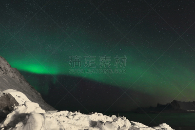北极光,极光,挪威,罗弗敦,岛,在上面,山,天空,水平画幅,星星