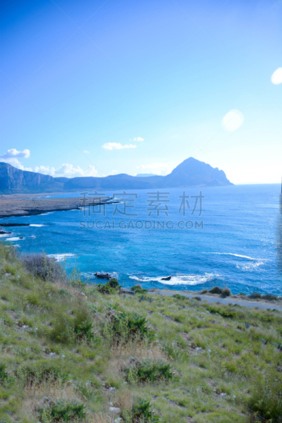 悬崖,三孔插座,垂直画幅,岩石,海港,灯塔楼,地中海游泳锦标赛,岛,海洋,西西里