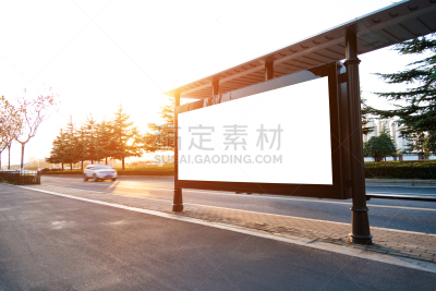 公共汽车站,布告栏,空白的,巴士,商务,空的,沥青,汽车,交通
