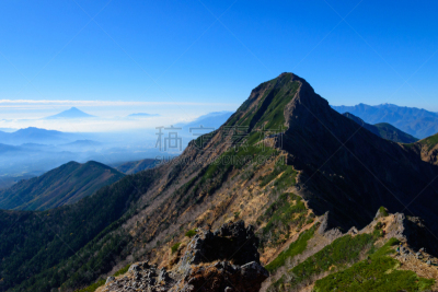 巴岳山,长野县,日本,山,美,岩石山,水平画幅,秋天,无人,夏天