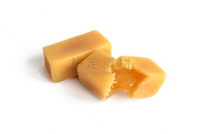 焦糖,糖果,里面,分离着色,白色背景,奶制品,横截面,背景分离,牛奶,撒下