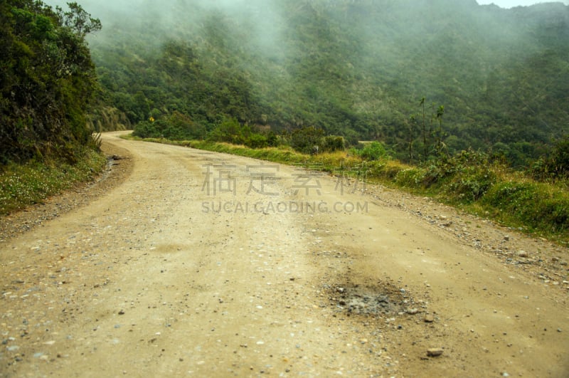 哥伦比亚,乡村路,博亚卡,自然,非都市风光,水平画幅,绿色,地形,山,无人