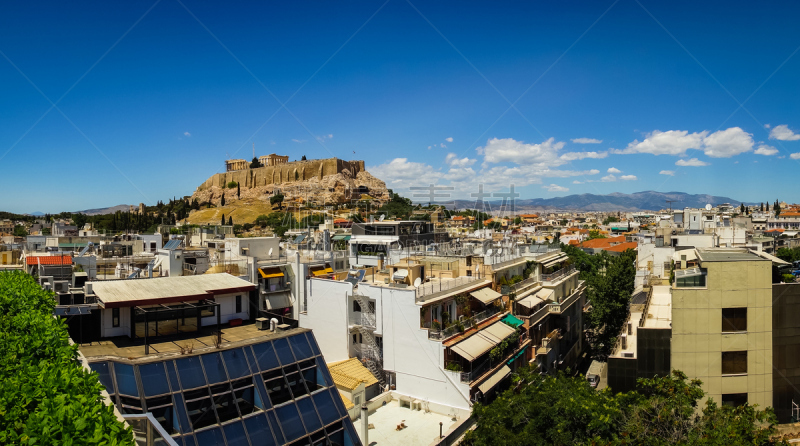 Lovely view of Athens Acropolis from the roof, Greece