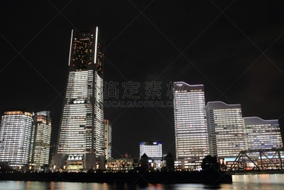 夜晚,横滨,横滨高速铁路,城镇景观,水平画幅,无人,户外,都市风景,建筑业,商业金融和工业