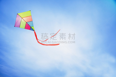 风筝,多色的,红色,蝴蝶结,天空,尾巴,线绳,自然,幼小动物,彩虹