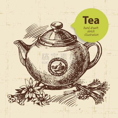 草图,茶,背景,绘画插图,菜单,动物手,茶道,茶匙,壶,纹理效果