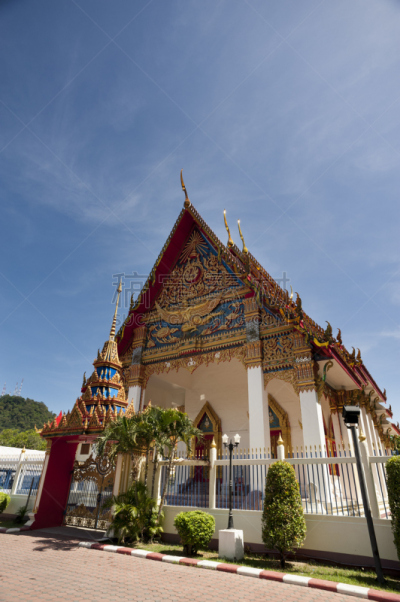 佛教,寺庙,金碧辉煌的泰国庙宇,普吉岛,垂直画幅,修道院,式样,建筑,无人,僧院