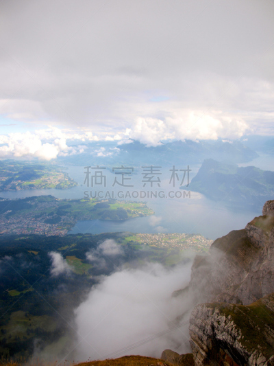 看风景,山,卢塞恩湖,顶部,韦吉斯,上瓦尔登州,施维茨,卢塞恩,垂直画幅