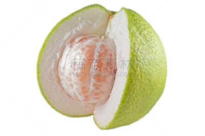 柚子,水平画幅,绿色,水果,酸味,白色背景,泰国,甜食,中间部分