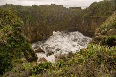 岩层,石灰石,punakaiki,海岸线,水,天空,薄饼岩,水平画幅,云,呼吸孔