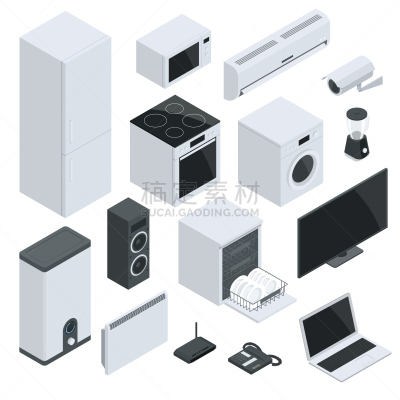 炊具,洗碗机,微波炉,冰箱,房屋,用具,音乐,厨房,扬声器,等角投影