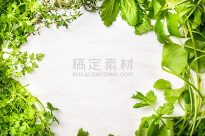 草本,白色,清新,绿色,背景,木制,顶部,视角,拉维纪草植物,草药