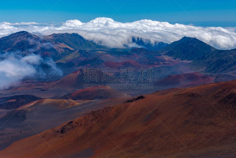 哈来亚咔拉国家公园,火山,哈雷卡拉火山口,休眠火山,毛伊岛,火山地形,天空,美国,水平画幅,无人