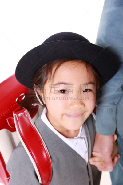 日本人,学校,父亲,女生,垂直画幅,学龄前,半身像,父母,制服,安全
