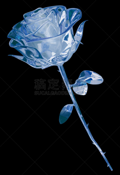 水晶,玫瑰,垂直画幅,美,寒冷,无人,蓝色,玻璃,冰,背景分离