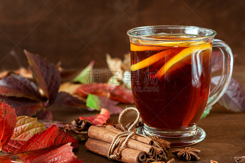 杯,秋天,叶子,茶,热,背景,饮料,厚木板,肉桂,野餐