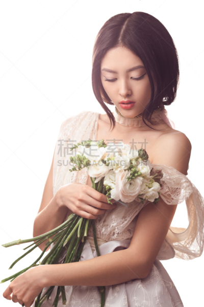 花束,女性,婚礼,婚纱,垂直画幅,美,彩妆,郁金香,美人,仅成年人