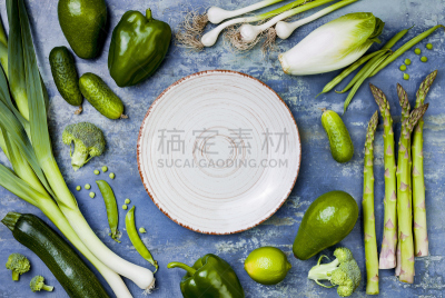 留白,素食,晚餐,绿色,在上面,蔬菜,多样,平铺,顶部,组物体