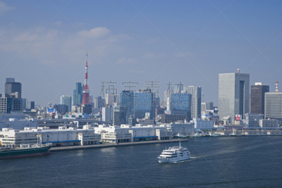 东京湾,都市风景,都市风光,东京塔,中央区,天空,城镇景观,水平画幅,无人,海港