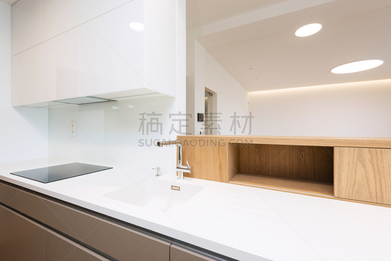 室内,厨房,水平画幅,无人,抽油烟机,家具,居住区,现代,白色,灶台