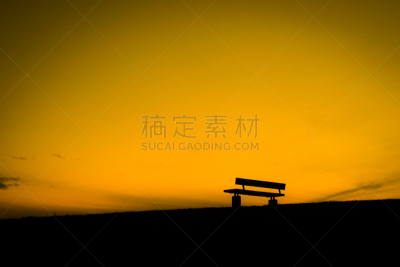 长椅,黄昏,山,橙色,橙子,公园,椅子,公园长椅,阴影,户外