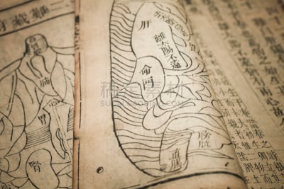 书,替代医药,远古的,易经,中医,针灸,中文,东方风格的木版艺术,膀胱