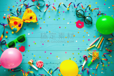 生日,背景,多色的,贺卡,留白,海葵,气球,眼镜,化妆面具