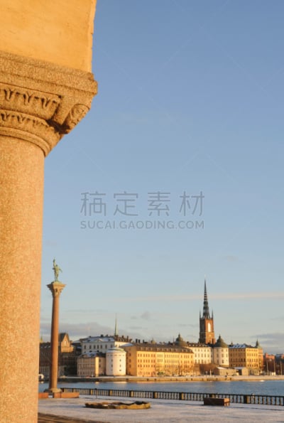 都市风景,斯德哥尔摩,垂直画幅,水,天空,无人,海港,里达霍尔门,古城
