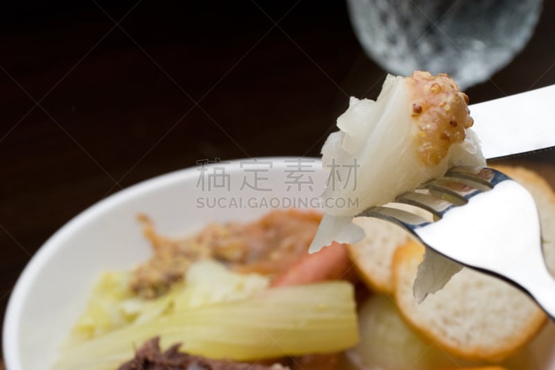 野菜肉汤,水平画幅,无人,餐刀,芜菁,芥末,面包,摄影,叉