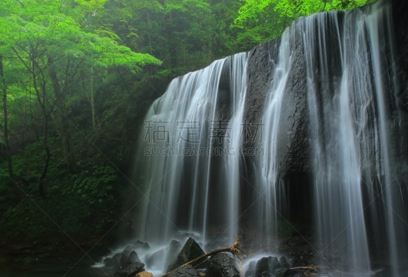 瀑布,夏天,办公用品,水,水平画幅,无人,福岛县,户外,植物,山