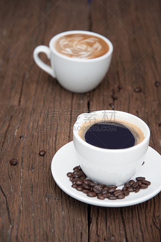 咖啡杯,豆,茶碟,垂直画幅,烤咖啡豆,褐色,早餐,咖啡馆,桌子,无人