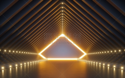 三维图形,黄色,仓库,空的,网络空间,隧道,走廊,背景,时尚,霓虹灯