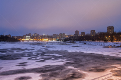 夜晚,河流,顿涅茨克,城市,水,天空,水平画幅,雪,无人,户外