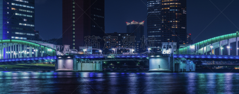 夜晚,胜哄桥,天空,城镇景观,水平画幅,无人,户外,都市风景,中央区,river sumida