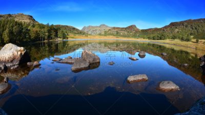 布里湖,小的,兰带尔,水,水平画幅,睡莲,无人,户外,山,山谷