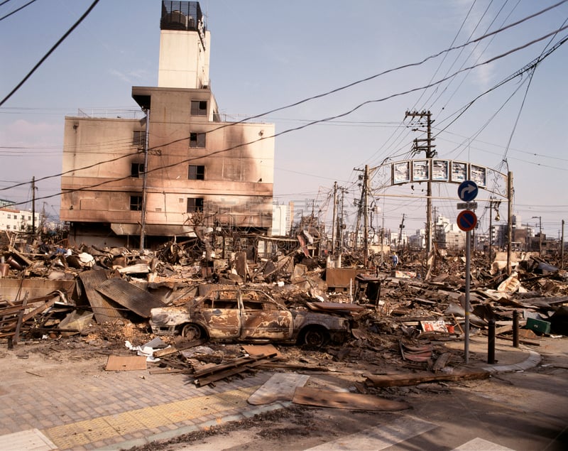 地震,非凡的,1995阪神大地震,神户,兵库县,城镇景观,水平画幅,日本,损坏的,都市风景