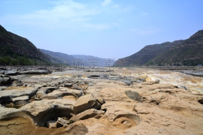 壶口瀑布,黄河,陕西省,中国,山西省,著名自然景观,天空,水平画幅,瀑布,无人