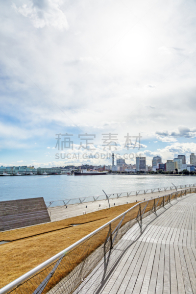 横滨,地形,横滨高速铁路,办公园区,摩天轮,观光船,垂直画幅,水,天空,仓库