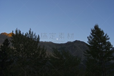蒙大拿州,月亮,闪亮的,两药湖,美国冰河国际公园,黑脚族,洛矶山脉,水平画幅,地形,无人
