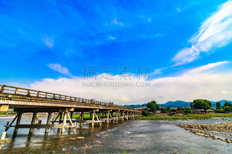 京都府,日本,渡月桥,岚山,水平画幅,地形,旅行者,户外,鸭川,山